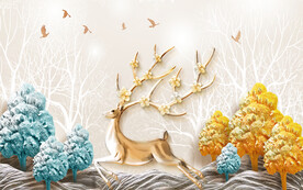 轻奢装饰画 麋鹿