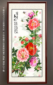 高清牡丹玄关装饰画