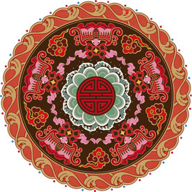 中式传统吉祥五福地毯鼠标垫