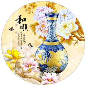 中式花瓶家和福顺圆形装饰画