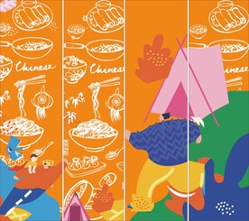 餐饮装饰彩色背景墙