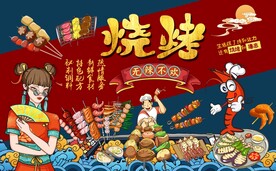 烧烤工装背景墙图片