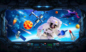 空间站星空宇航员背景墙