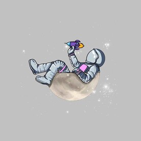 手绘月球宇航员图案