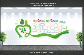 校园学生照片墙卡通文化墙