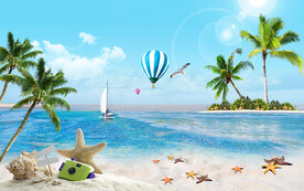 蓝天白云大海沙滩