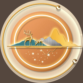金色麋鹿山水玄关