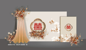 香槟色新中式婚礼背景