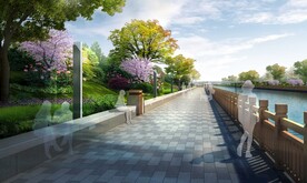 滨水栏杆步道公园