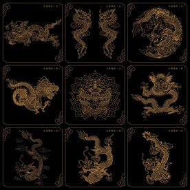 矢量龙线稿烫金龙线稿