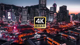 夜晚港口城市美景