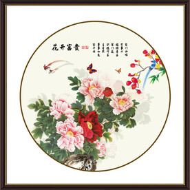圆形牡丹图
