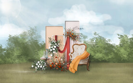 香槟橙粉色户外婚礼ps效果图