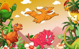 卡通恐龙世界背景墙