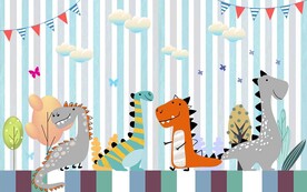 卡通恐龙儿童背景墙