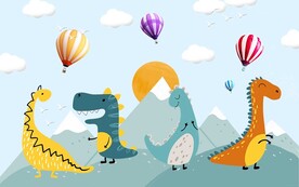 卡通恐龙儿童房背景墙