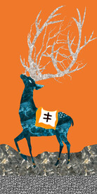 轻奢装饰画 麋鹿 大理石纹