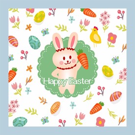 手绘可爱矢量兔子花纹