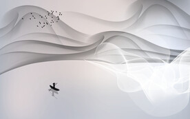 轻奢装饰画 抽象线条弧线船