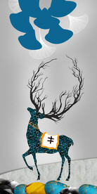 轻奢装饰画 麋鹿 石头