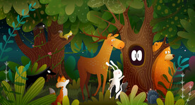 手绘森林动物插画