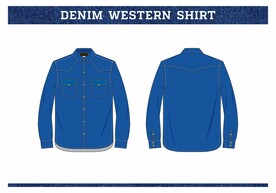 西部牛仔衬衫 线稿 经典款式
