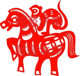 马上封侯剪纸窗花矢量超精细