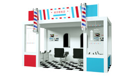 红蓝色理发店龙抬头活动美陈