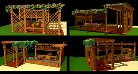 防腐木花架效果图