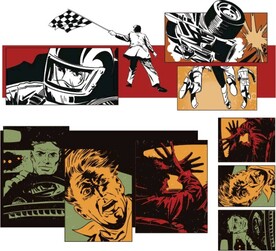 卡通 插画 赛车