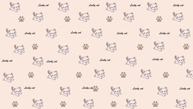 卡通粉色猫儿童房背景墙