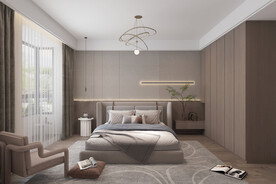 现代主卧墙板效果图模型设计