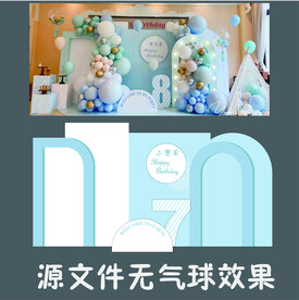 蓝色生日百日宴周岁背景素材