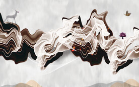 轻奢装饰画 抽象线条弧线