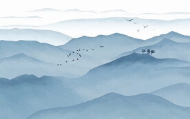 轻奢装饰画 新中式山水画 鸟