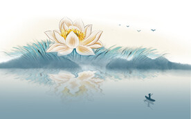 轻奢装饰画 荷花 船