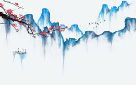 轻奢装饰画新中式水墨山水 梅花