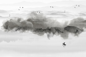 轻奢装饰画 意境水墨山水画