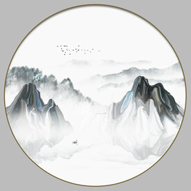 抽象水墨山水画