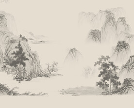 高清分层水墨山水背景墙
