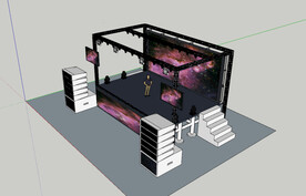 草图大师 户舞台大屏幕音箱模型