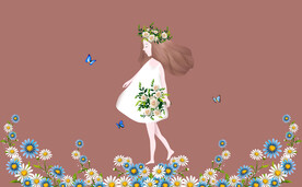 高清分层手绘清新小女孩 