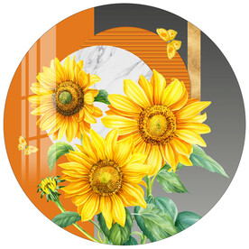 轻奢唯美向日葵圆形装饰画