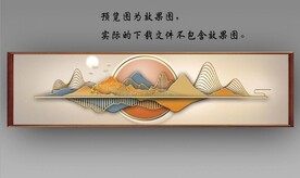 新中式金色抽象麋鹿山水床头画