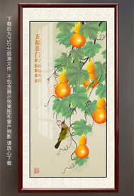 葫芦花鸟玄关装饰画