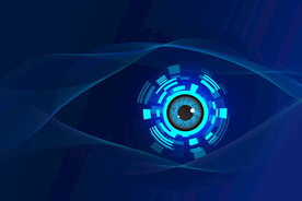 极坐标大眼睛数据抽象线条蓝背景