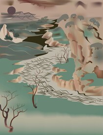 敦煌壁画盛唐山峦山水画