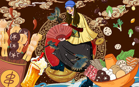 国潮火锅串串美食背景墙