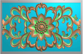 横条门上洋花精雕图