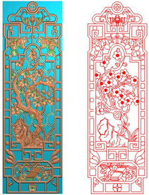 梅花梅兰竹菊镂空挂匾隔断精雕图